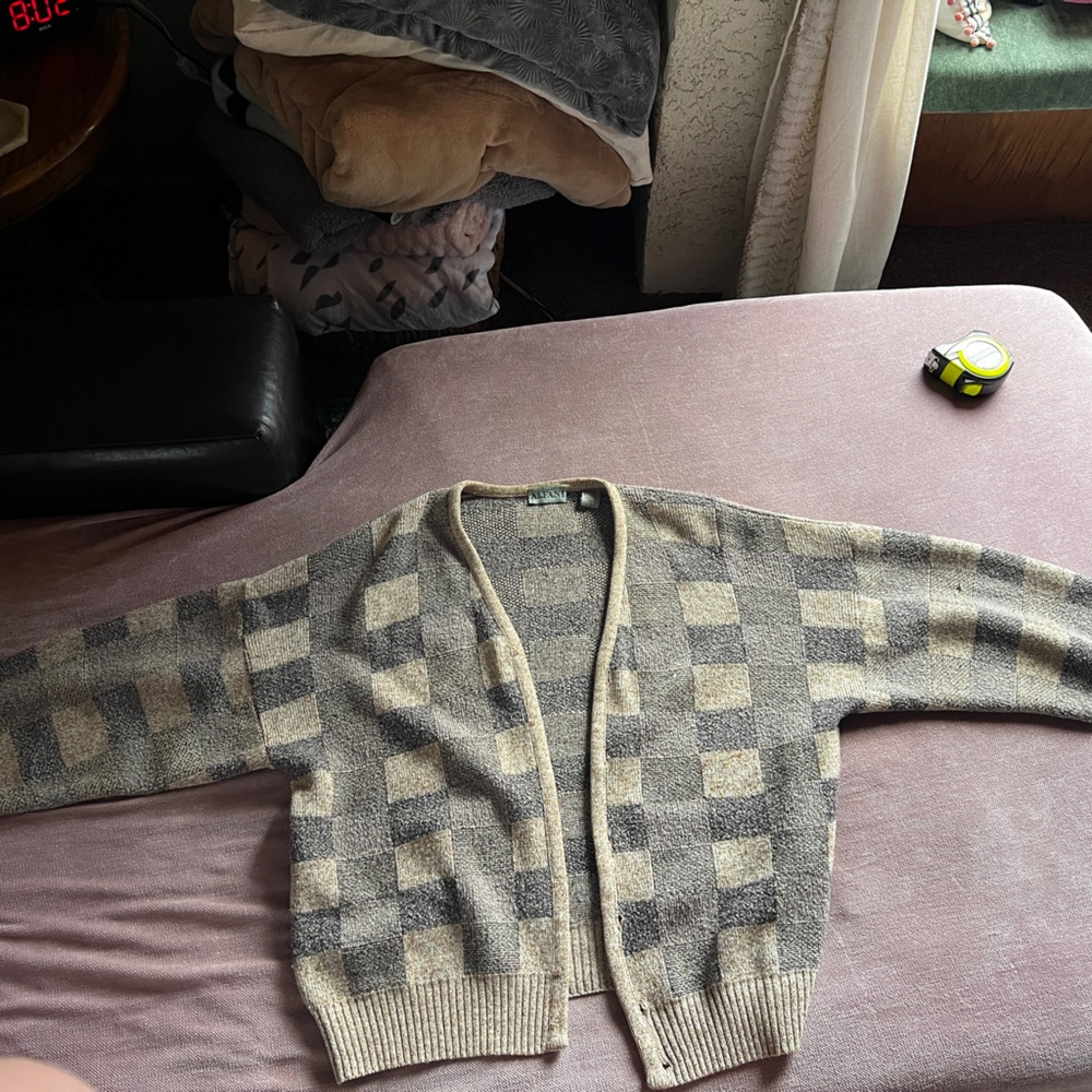 Alfani Textured Knit Sweater in Gray and Cream